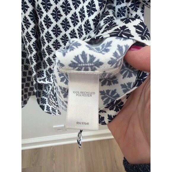 J.Jill Wearever Collection Womens M Navy & White Geometric Pattern Button-Up Sho - Picture 4 of 6